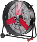 30" High Velocity Tilted Drum Fan, Red & Black