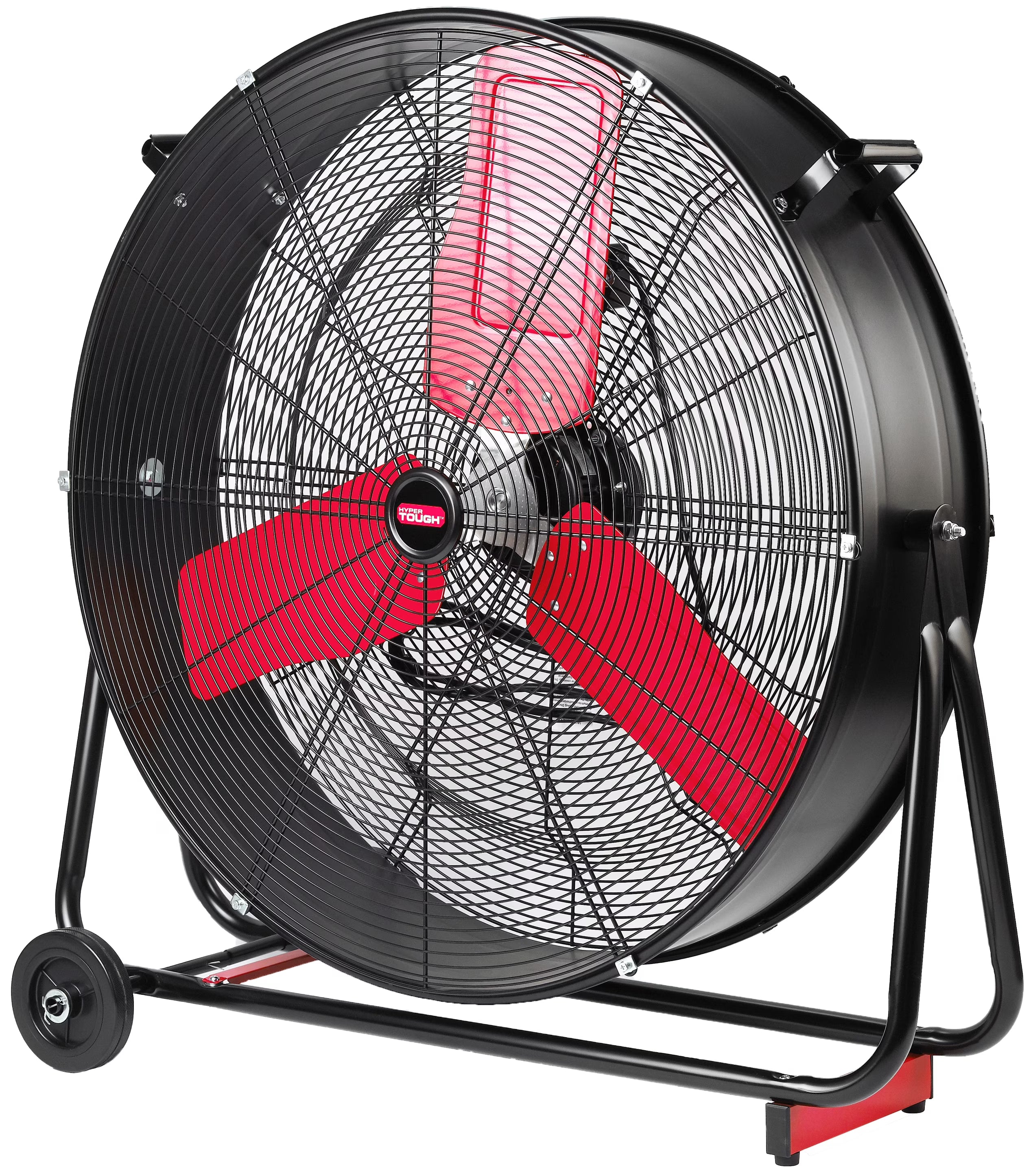 30" High Velocity Tilted Drum Fan, Red & Black
