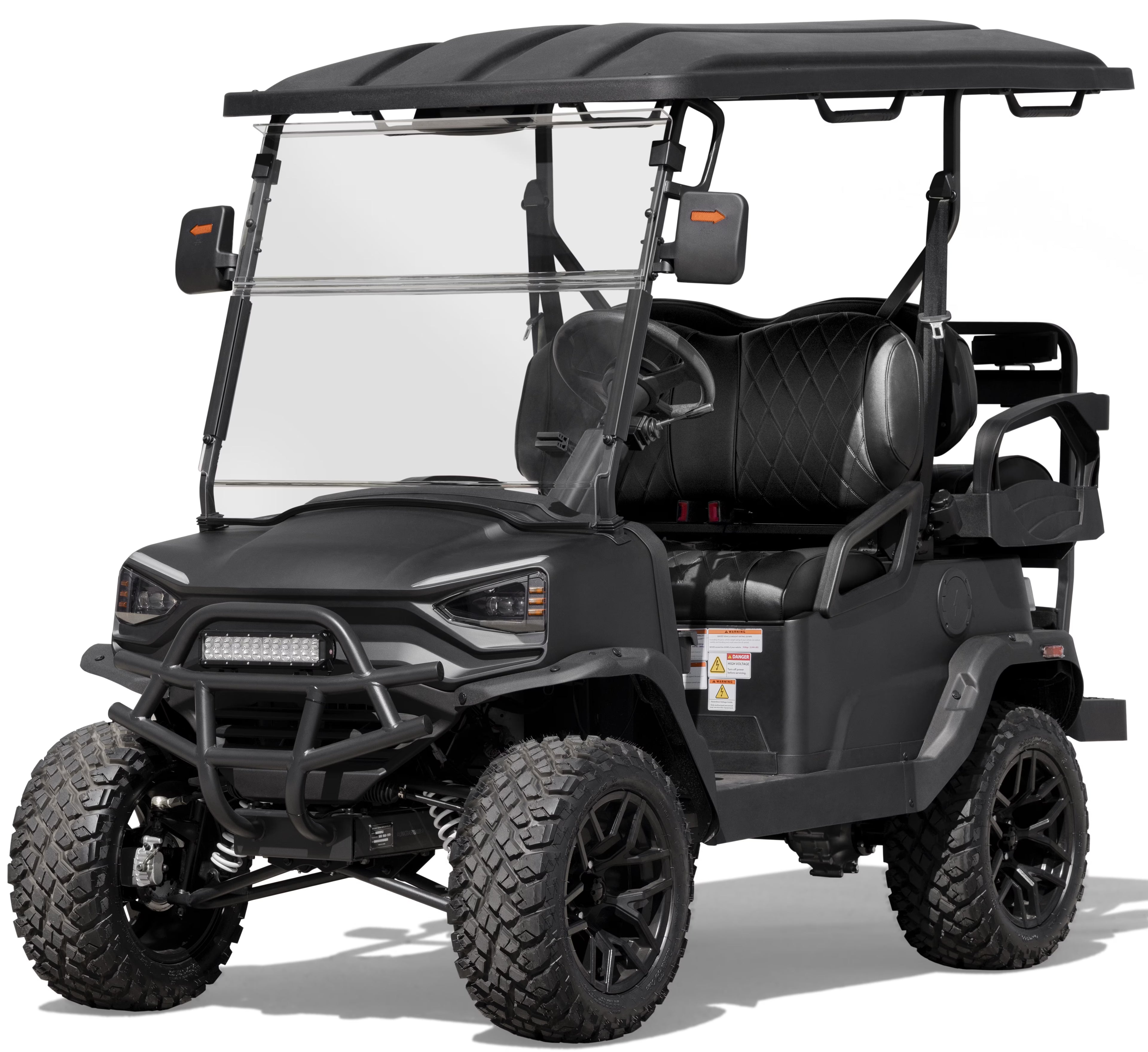 51.2V Electric Utility Golf Cart, 4-Seater, 20 MPH & 40-Mile Range, 5kW Motor, LCD Display, Rear Storage, Ages 16+, Matte Black