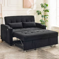 3-in-1 Convertible Corduroy Futon Couch w/ Pull-Out Bed, Adjustable Backrest, Charging Port & Side Pockets, Modern Upholstered Sofa for Living Room,