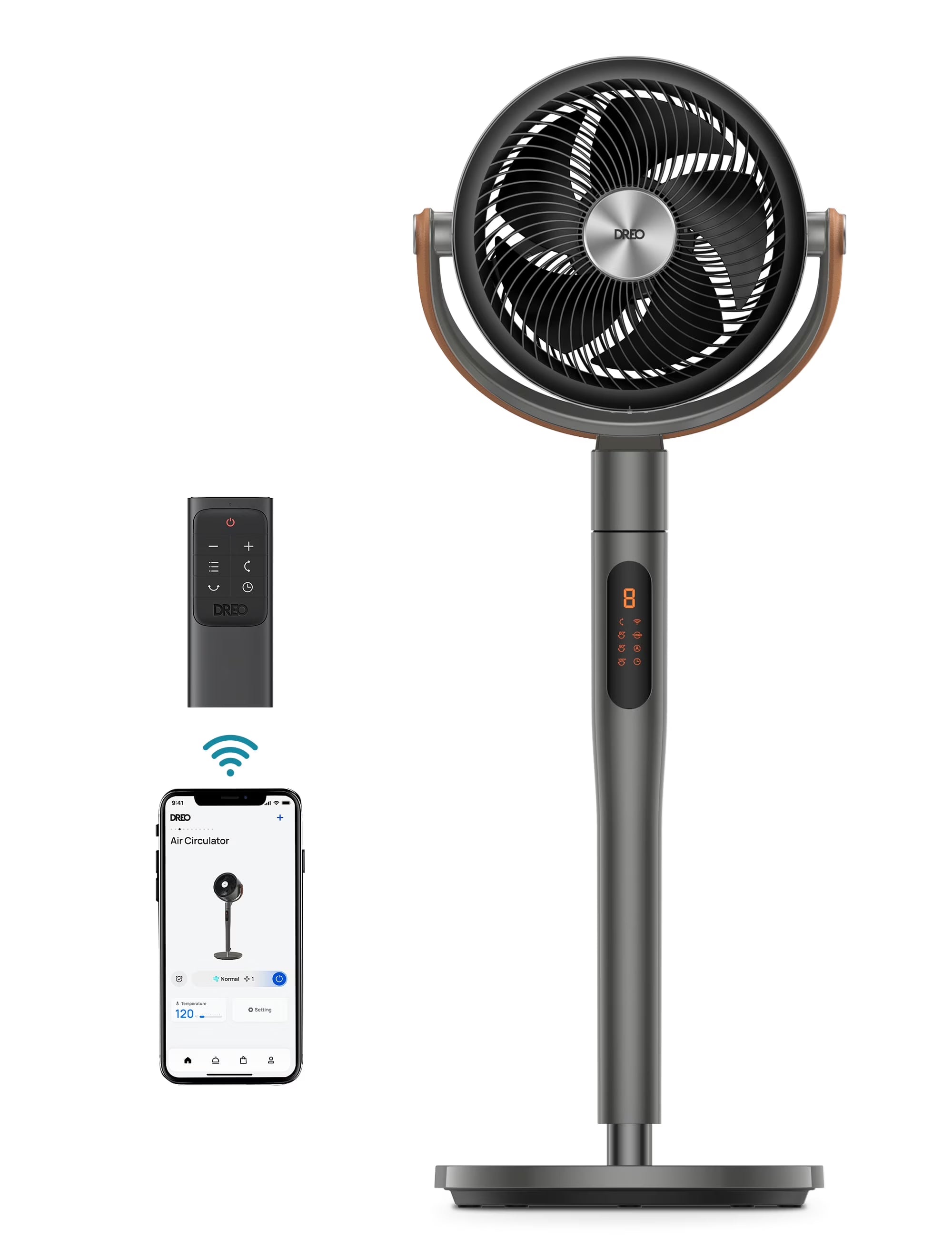 43" Quiet Pedestal Fan w/ Remote, 120°+105° Smart Oscillating Floor Fan, Wi-Fi/Voice Control, Works w/ Alexa & Google, 6 Modes, 8 Speeds, 12H Timer