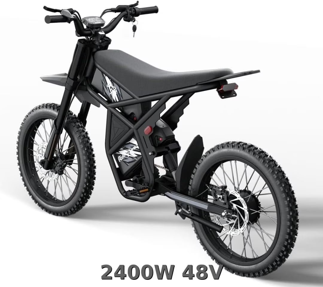 2000W Electric Dirt Bike for Adults, UL2849 Certified, Brushless Hub Motor, 18.2AH*2, 25" Tires, Digital Screen, Carbon Steel, Black