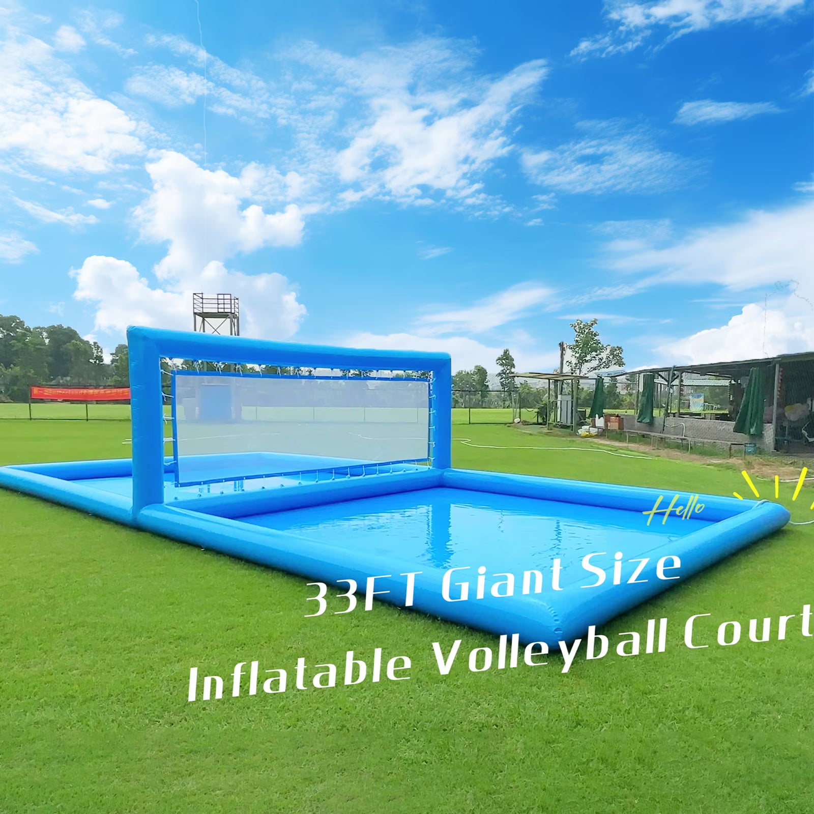 33ft Inflatable 2-in-1 Volleyball & Soccer Court, 800W Blower Included, for Beach/Backyard/Pool/Outdoor, 33'L x 16.5'W x 7'H