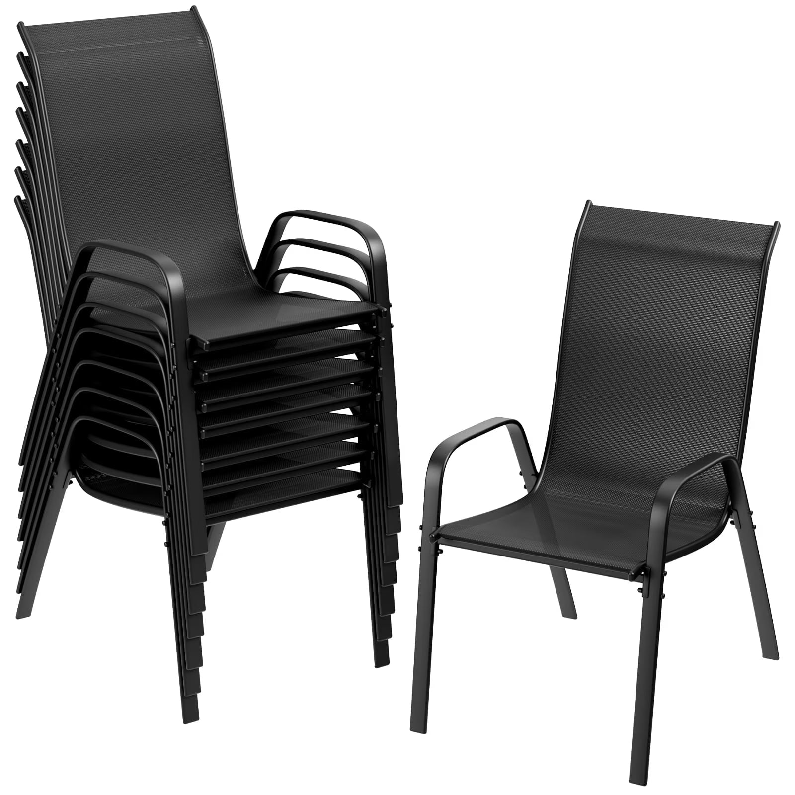 8-Piece Outdoor Stackable Armrest Dining Chairs for Patio, Lawn & Garden