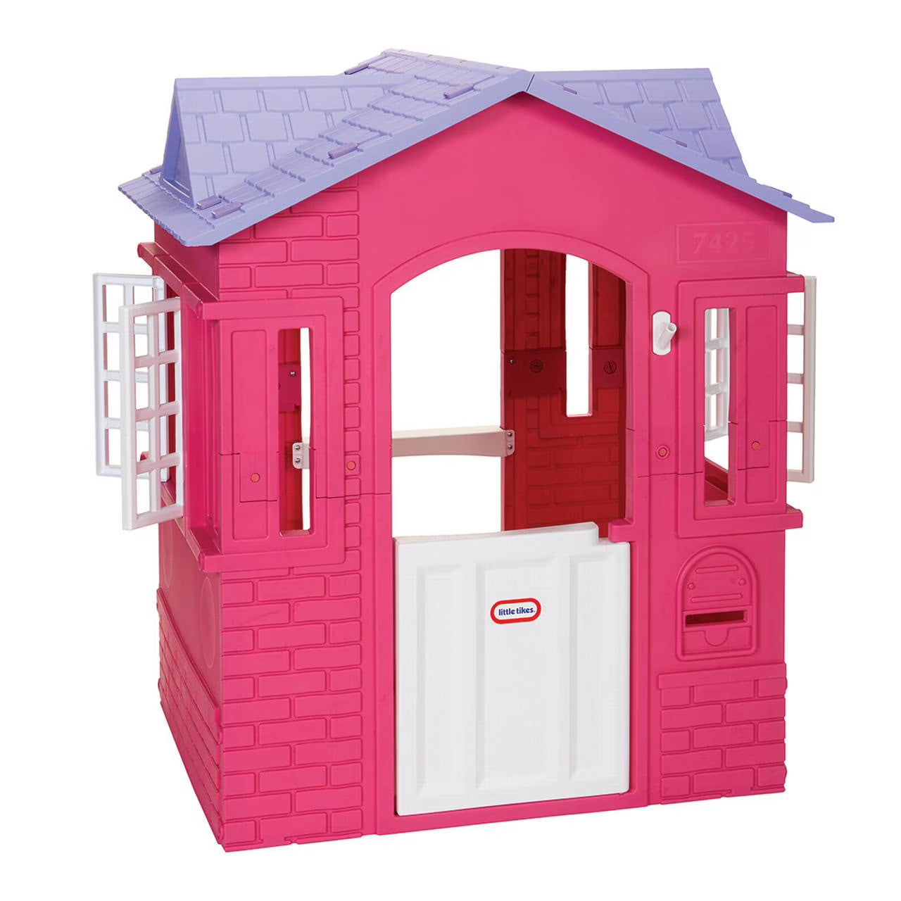Cape Cottage Playhouse, Pink - Pretend Playhouse w/ Working Doors, Window Shutters & Flag Holder, for Kids Ages 2-8