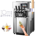 1200W Countertop Commercial Soft Serve Ice Cream Maker, 18L/H, LED Display