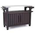 Outdoor Rolling Bar Cart w/ Storage Cabinet, Brown, Durable Kitchen Cart (XL)