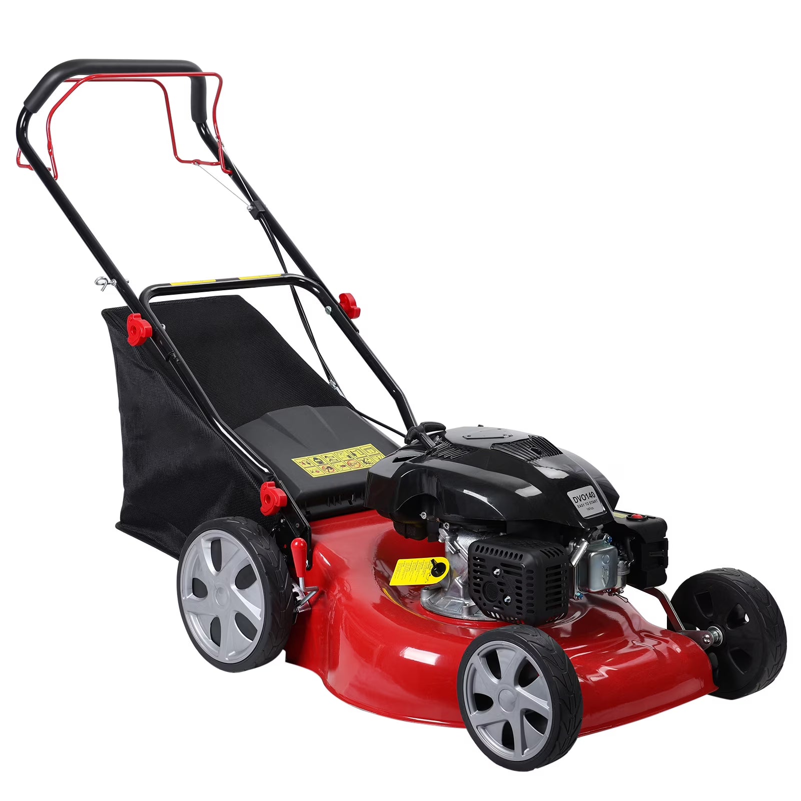 Self-Propelled 141cc Gas Push Lawn Mower w/ 50L Grass Tank & Big Wheels