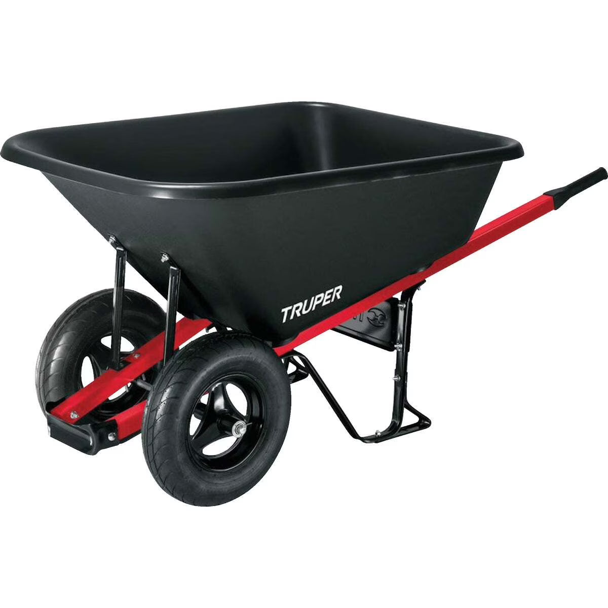 8 cu ft / 300 lb Capacity Dual Poly Wheelbarrow with Wood Handle