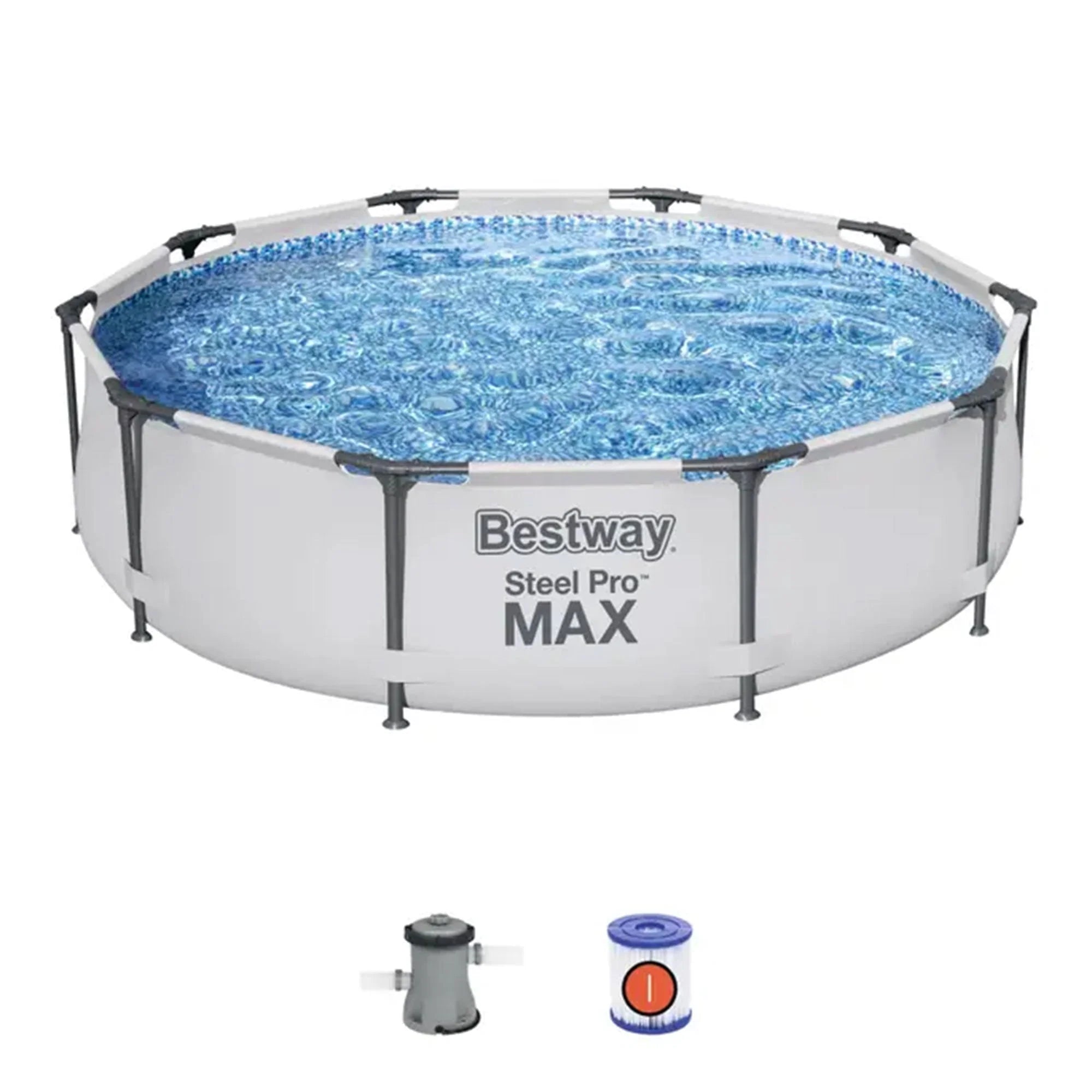 10'x30" Round Above Ground Outdoor Swimming Pool w/ Pump & Metal Frame