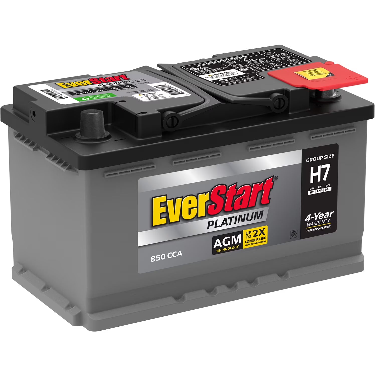 AGM Automotive Battery, Group Size H7/LN4/94R 12V, 850 CCA