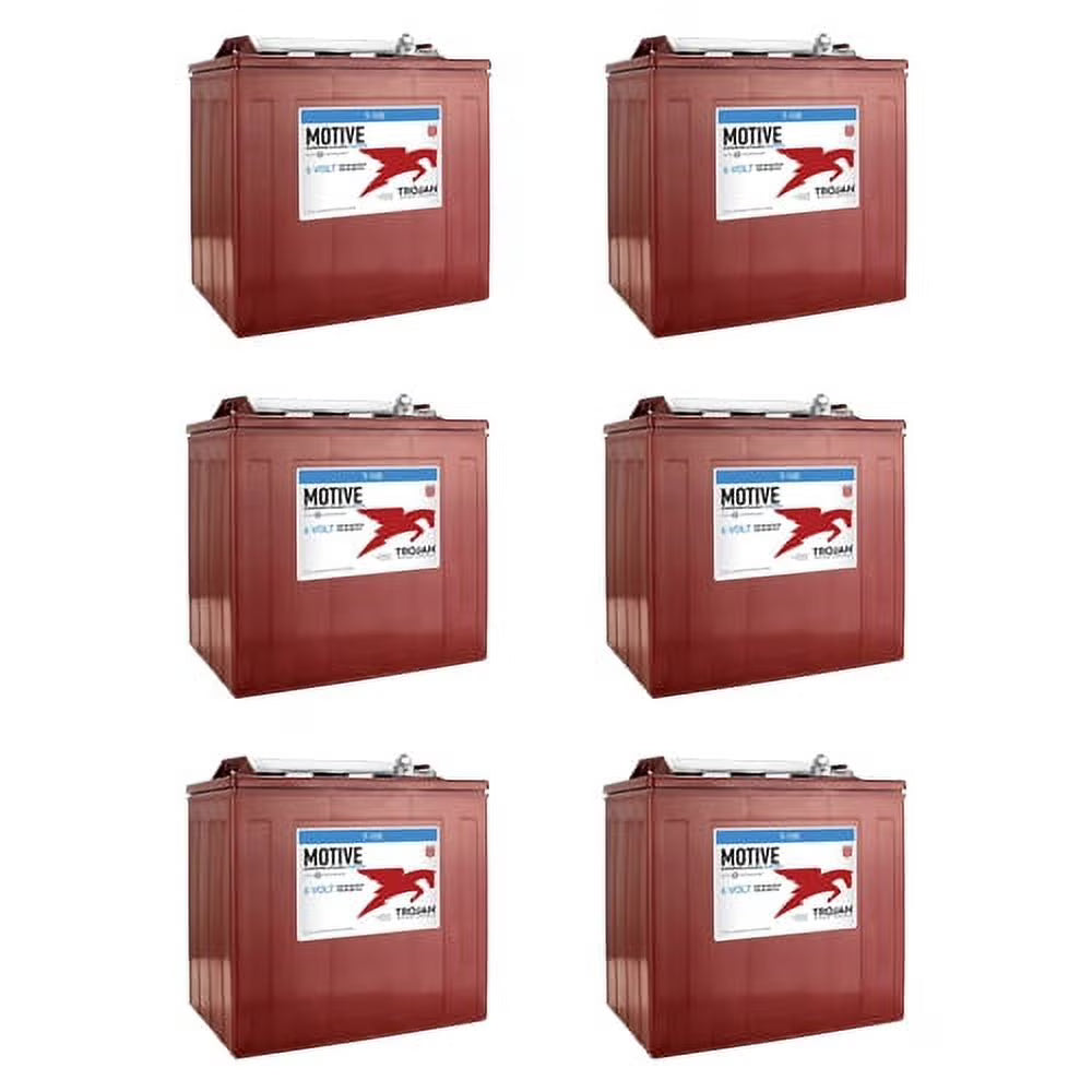 6V 225Ah Golf Cart Batteries, T-105, 6-Pack for 36V Systems
