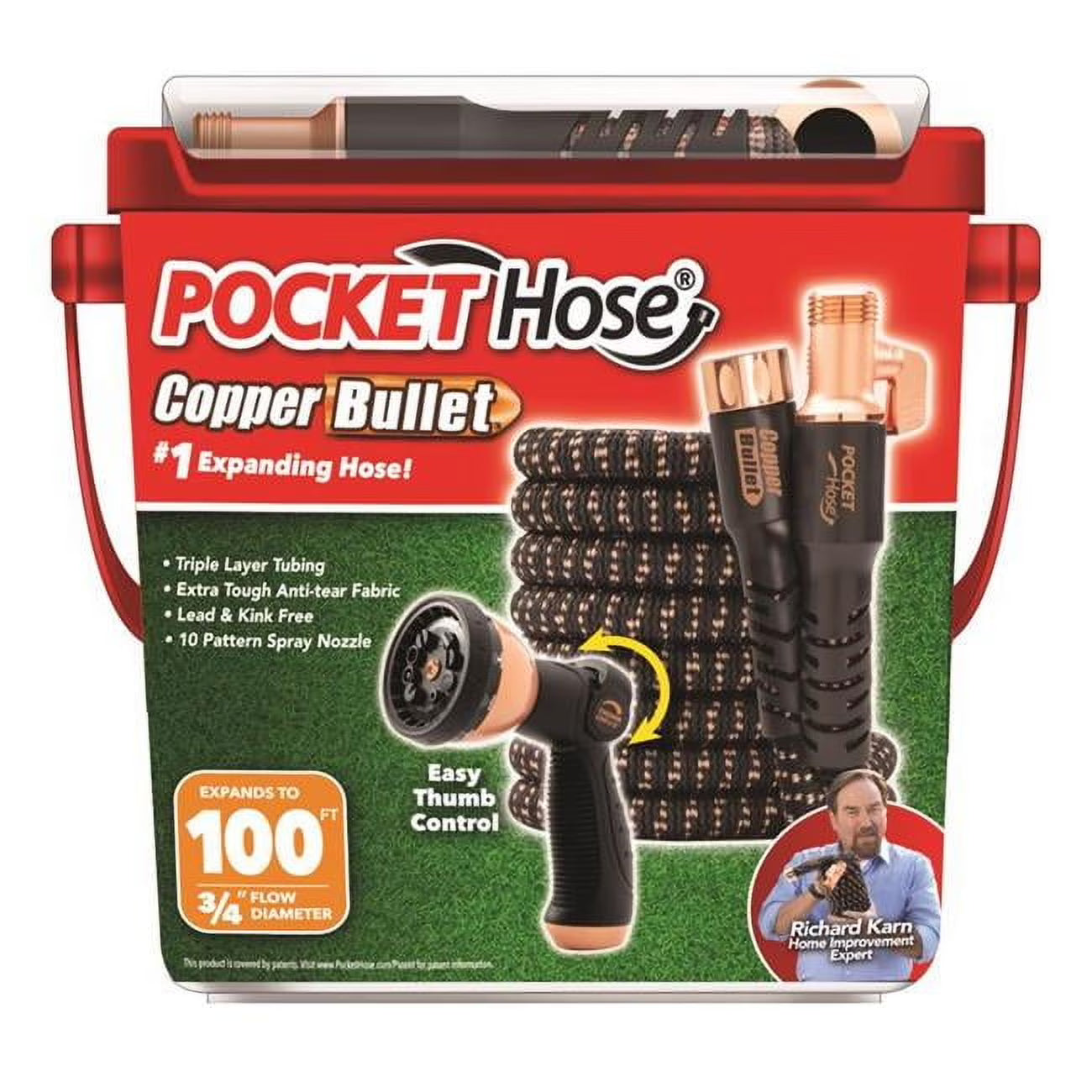 3/4" Ultra-Light 100 ft Expandable Garden Hose w/ Spray Nozzle