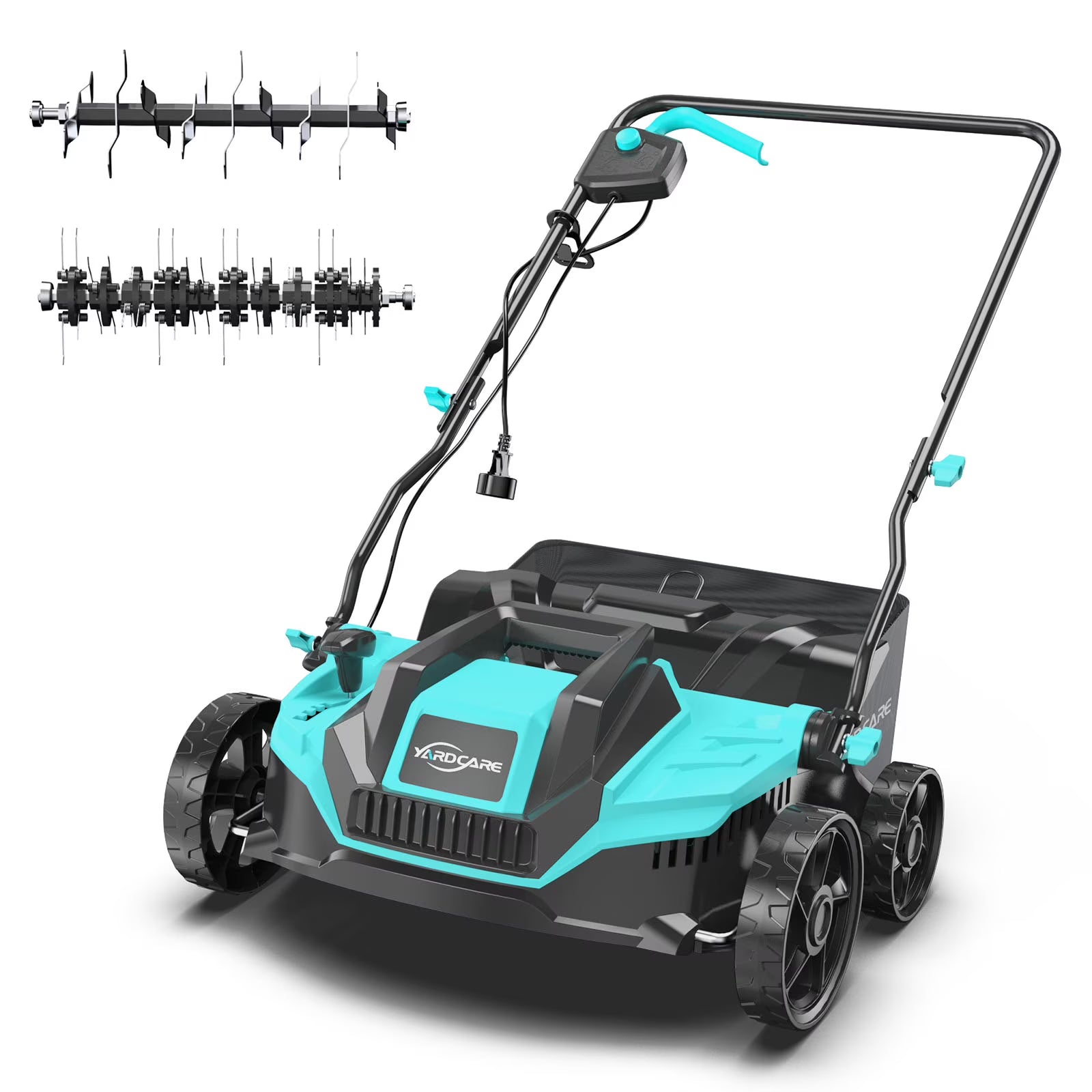2-in-1 Scarifier & Dethatcher w/ High-Torque Motor, Adjustable Depth Control, Dual Safety Switch & Removable 10.5-Gal Thatch Bag