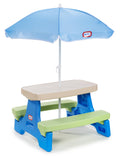 Kids Durable Picnic Table w/ Umbrella, Indoor Outdoor Use, Ages 2+