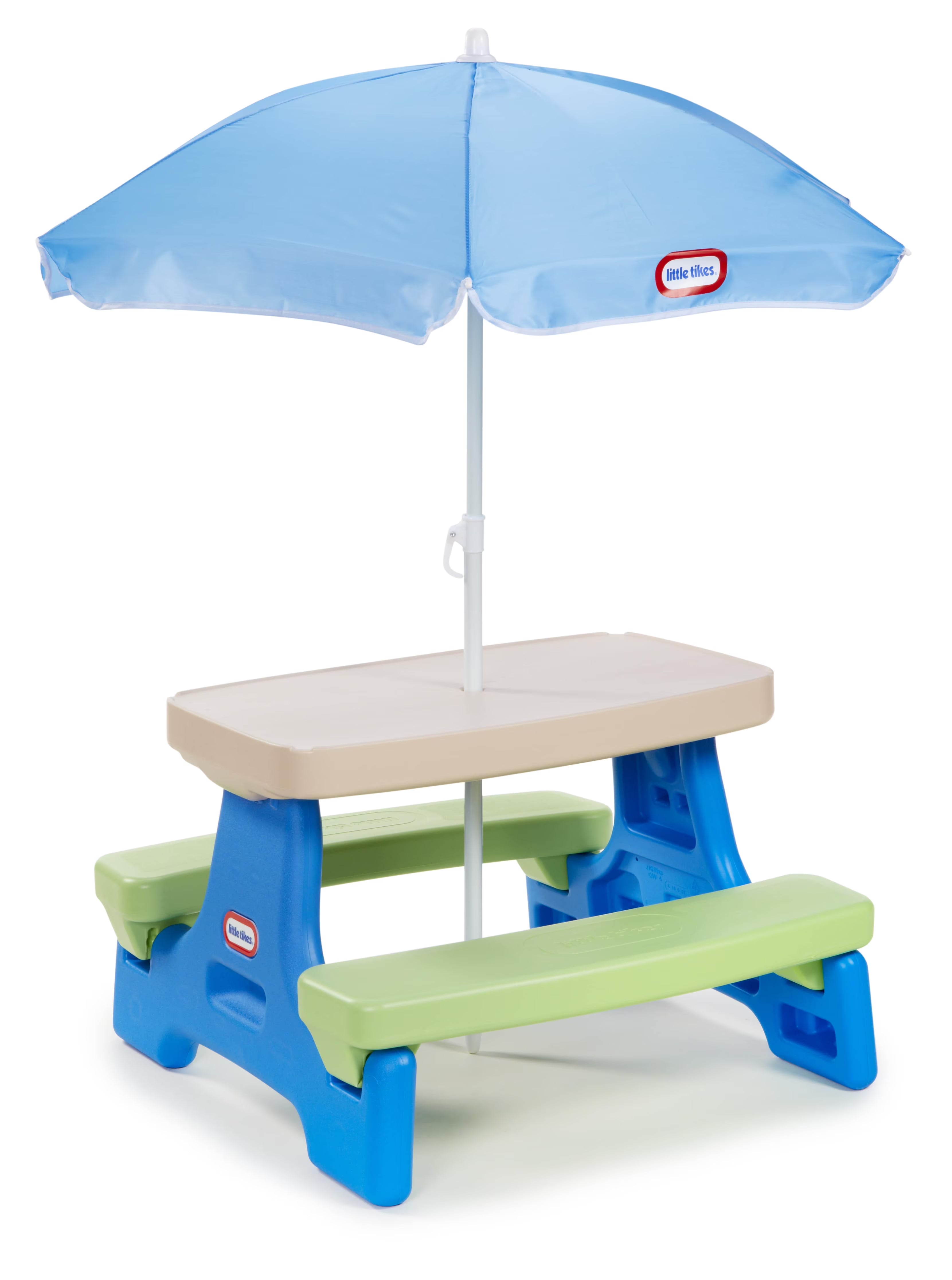 Kids Durable Picnic Table w/ Umbrella, Indoor Outdoor Use, Ages 2+