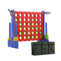 3-in-1 Giant 4-in-a-Row Game w/ Basketball Hoop, Ring Toss & 4-to-Score, for Kids & Adults, Parties & Gatherings, Carrying Bag (Red & Blue)