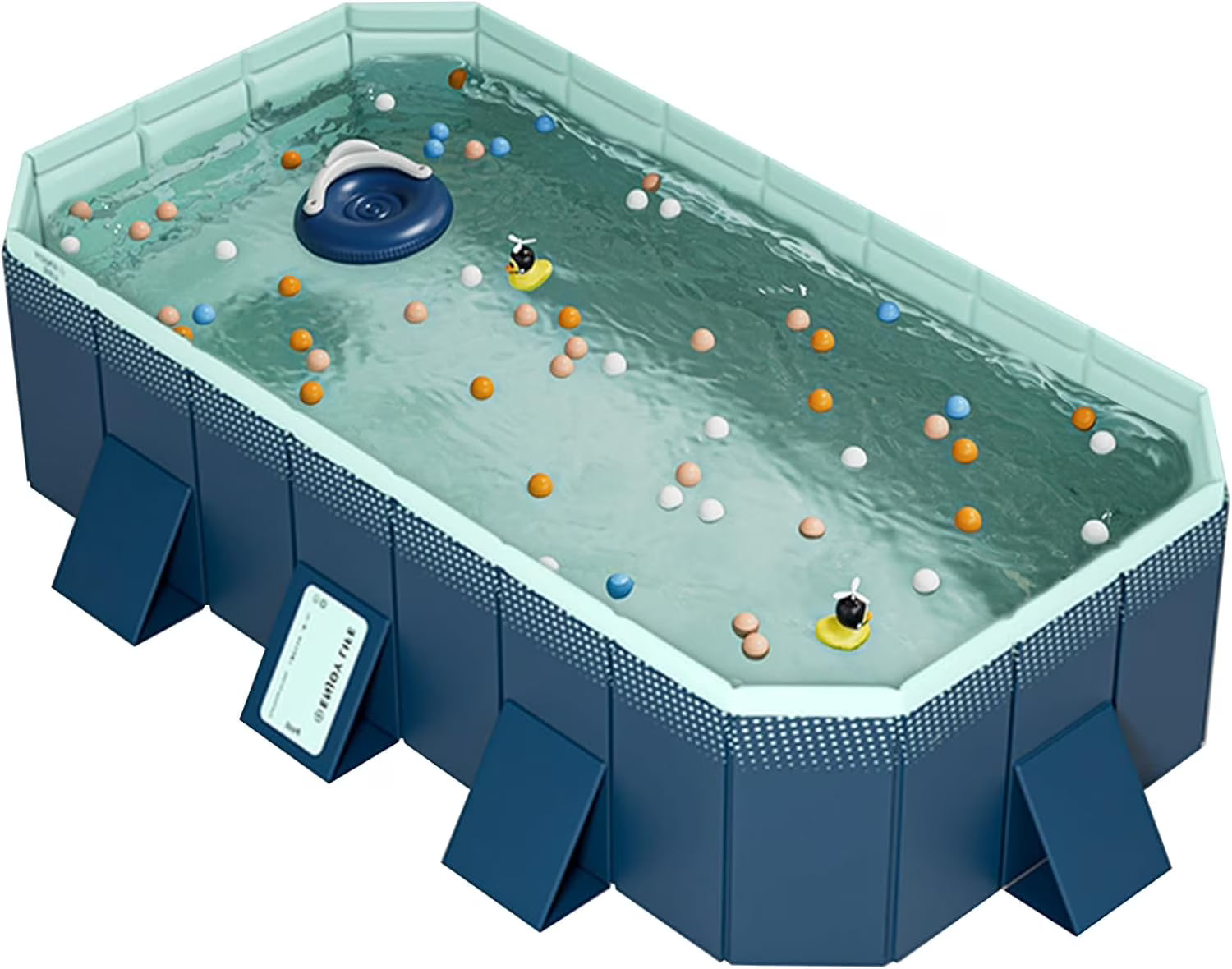 Foldable rectangular family pool, non-inflatable, easy setup for adults, kids & dogs, outdoor backyard use