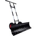 36" Galvanized Blade Hand Snow Pusher w/ 2 Wheels, Adjustable Handle, Adjustable Blade Angle