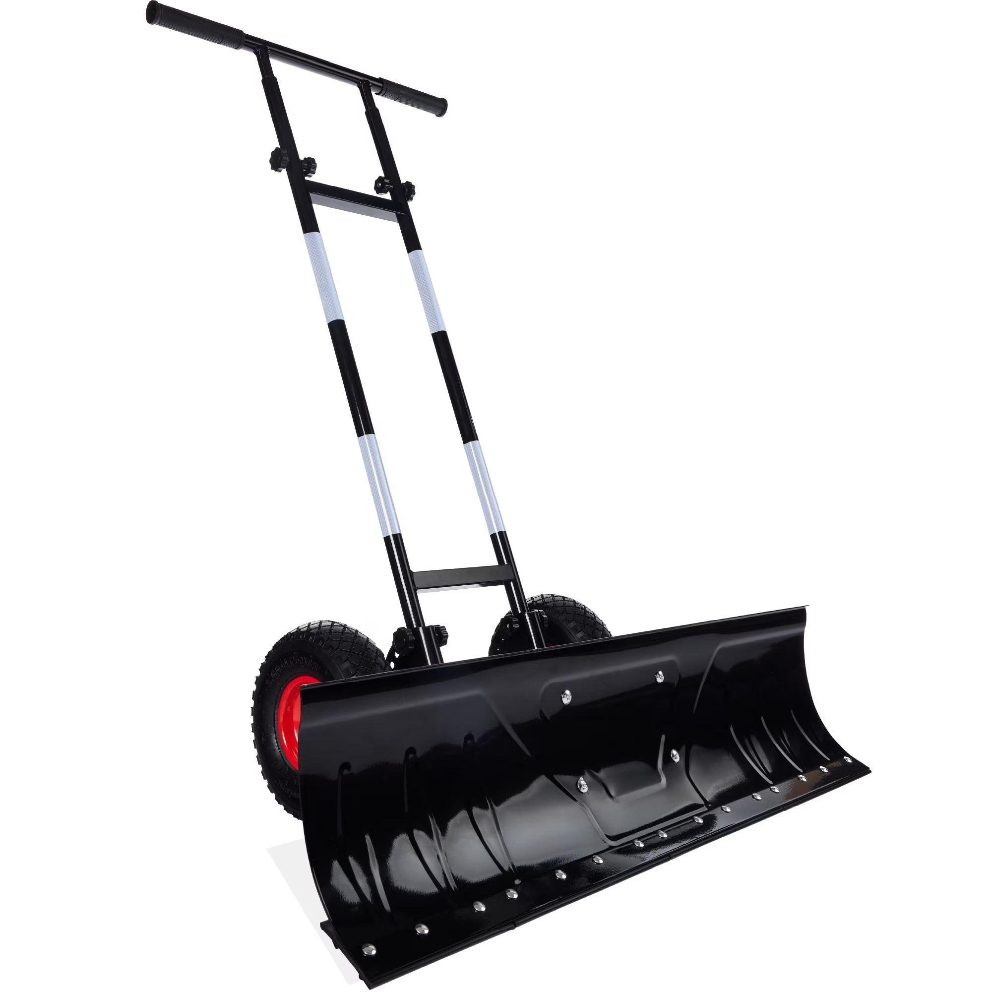 36" Galvanized Blade Hand Snow Pusher w/ 2 Wheels, Adjustable Handle, Adjustable Blade Angle