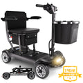 Lightweight 4-wheel mobility scooter for seniors, folding electric travel wheelchair, black