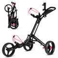 Foldable 3-Wheel Steel Golf Push Cart Trolley w/ Umbrella Holder