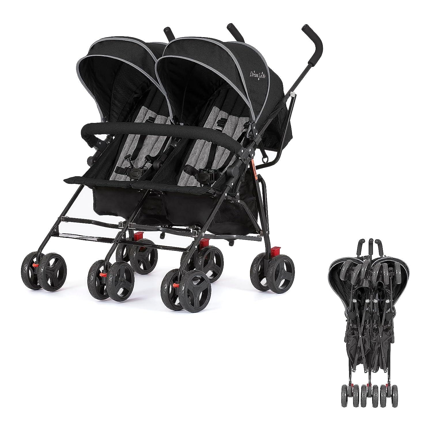 Twin Umbrella Stroller, Lightweight w/ Canopy & Reclining Seats