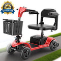 4-Wheel Mobility Scooter for Seniors, Wider Seat & Foldable Electric Wheelchair for Travel, Upgraded Performance, Red