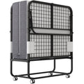 Folding Rollaway Guest Bed w/ 5" Memory Foam Mattress, 75" x 31" Cot Size, Portable Daybed, Sturdy Metal Grid Frame, Space-Saving