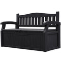 80 Gallon Weatherproof Resin Deck-Box Storage Bench w/ Organized Compartment for Outdoor Patios & Lawns, Black