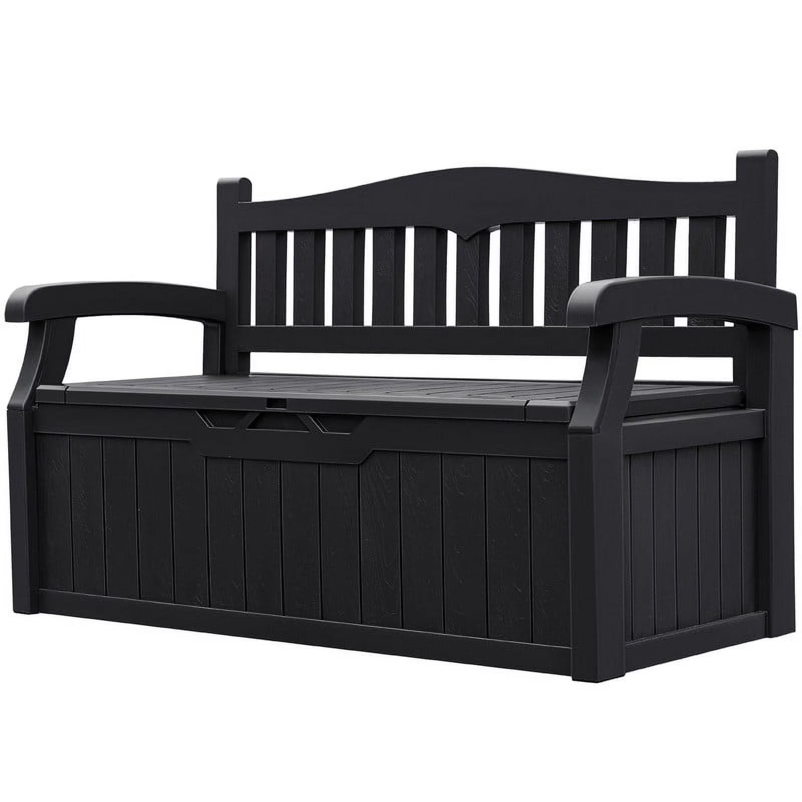 80 Gallon Weatherproof Resin Deck-Box Storage Bench w/ Organized Compartment for Outdoor Patios & Lawns, Black