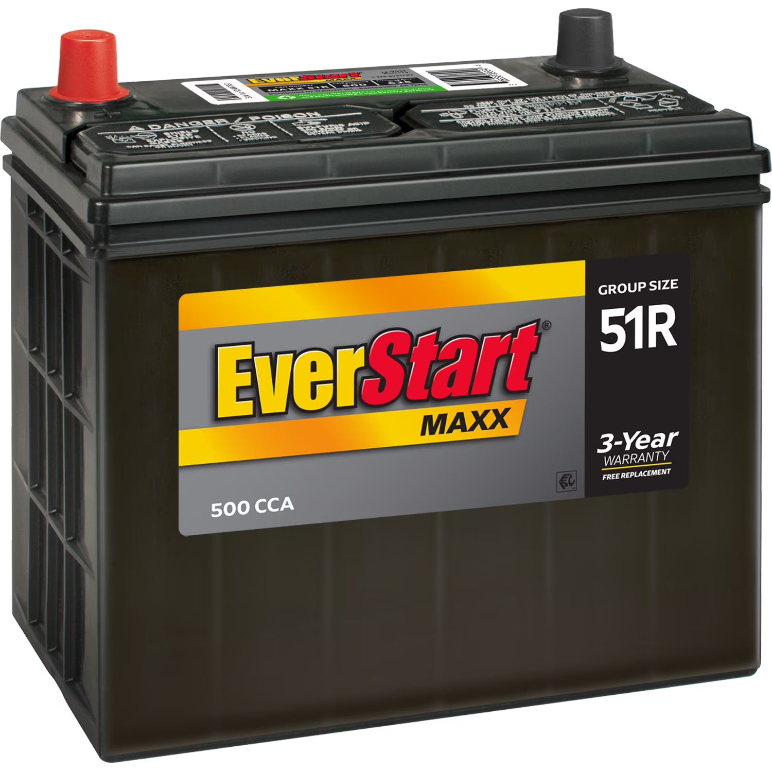 Group 51R 12V Lead Acid Auto Battery, 500 CCA