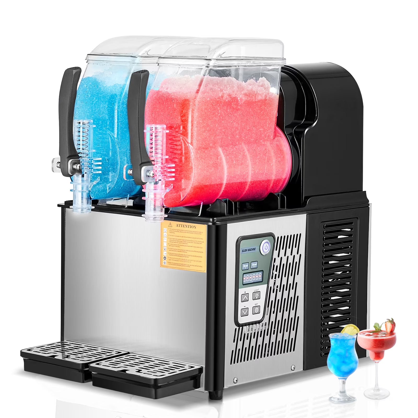 Commercial Slushy Maker, 4L*2 Tank Frozen Drink Machine w/ Temperature Preservation