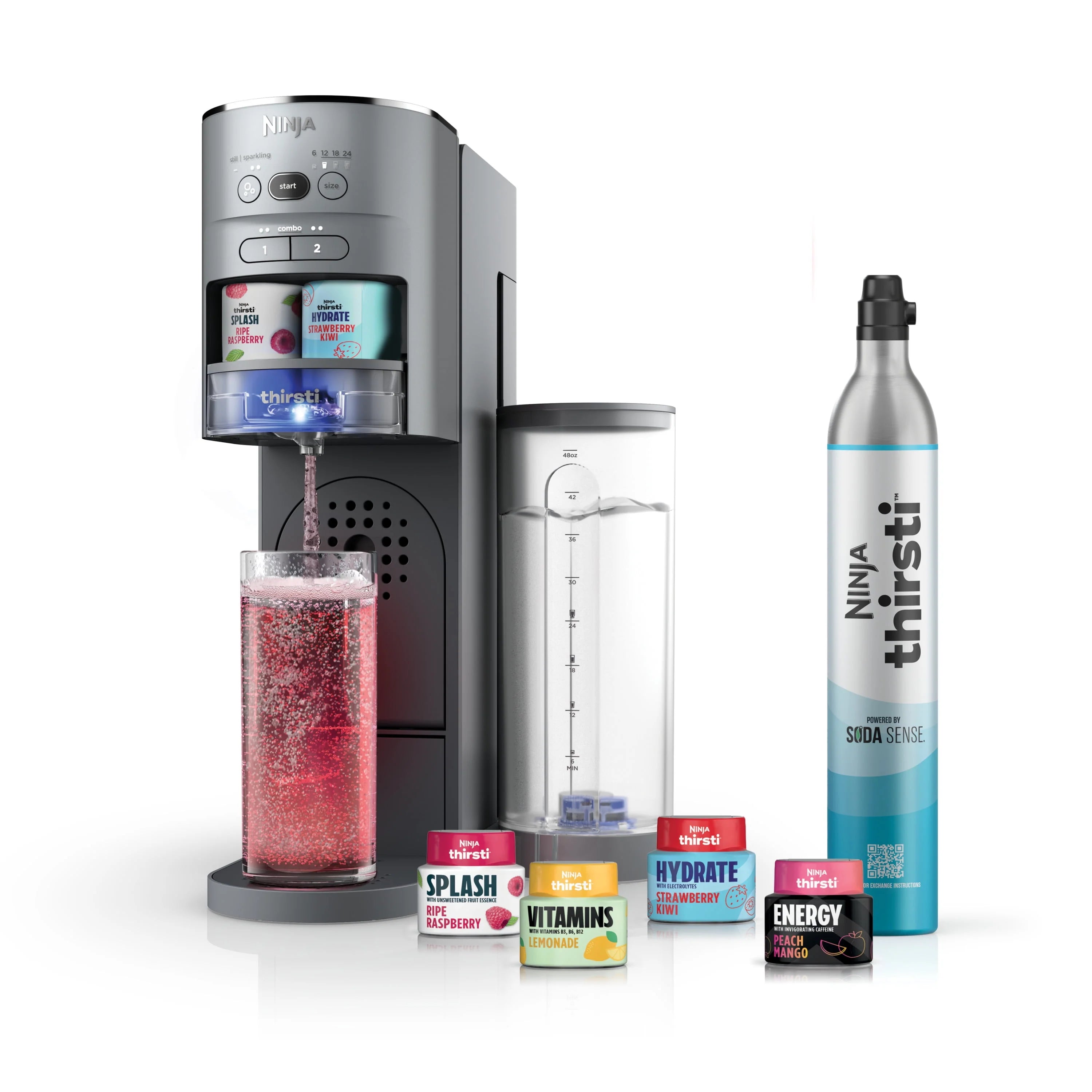 Drink System w/ CO2 Canister, Flavors, & 48oz Reservoir - Still & Sparkling Customization Kit