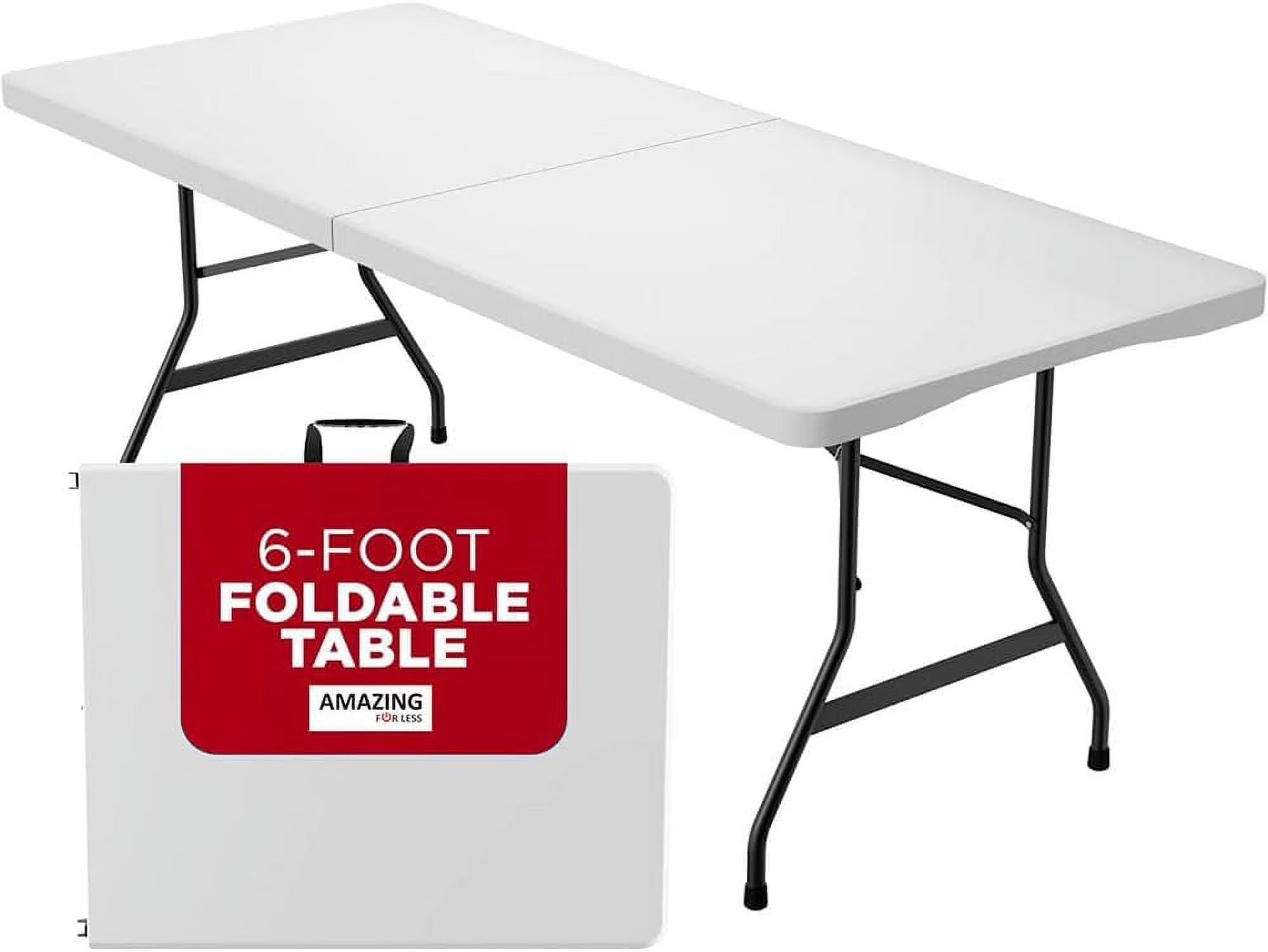 8ft White Plastic Folding Table - Portable, Indoor/Outdoor Use for Party, Picnic, Camping (4ft, 6ft, 8ft)