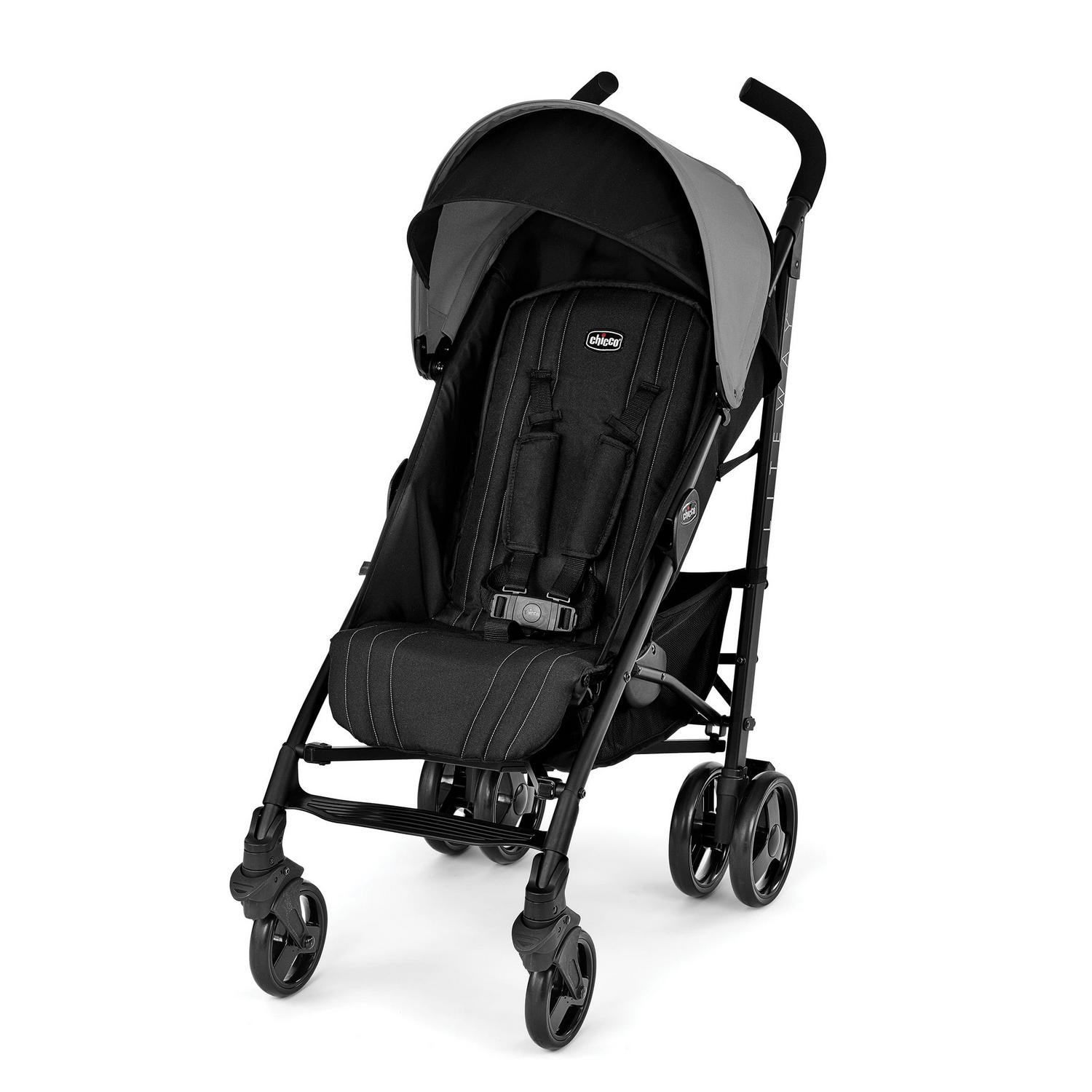 Lightweight Stroller, Moon Grey (Grey/Black), 3.3lb frame, compact fold, reclining seat, adjustable canopy w/ storage basket
