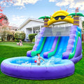 26' Inflatable Double Water Slide for Kids & Adults, PVC Water Park w/ Blower, Giant Splash Pool for Backyard & Outdoor Fun, 26'L x 12'W x 14'H