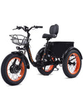Folding Electric Tricycle for Adults, 3-Wheel Motorized Trike w/ 500W Motor, 48V 15Ah Lithium Battery, 20 MPH Max, 20"×4.0" Fat Tires, Orange