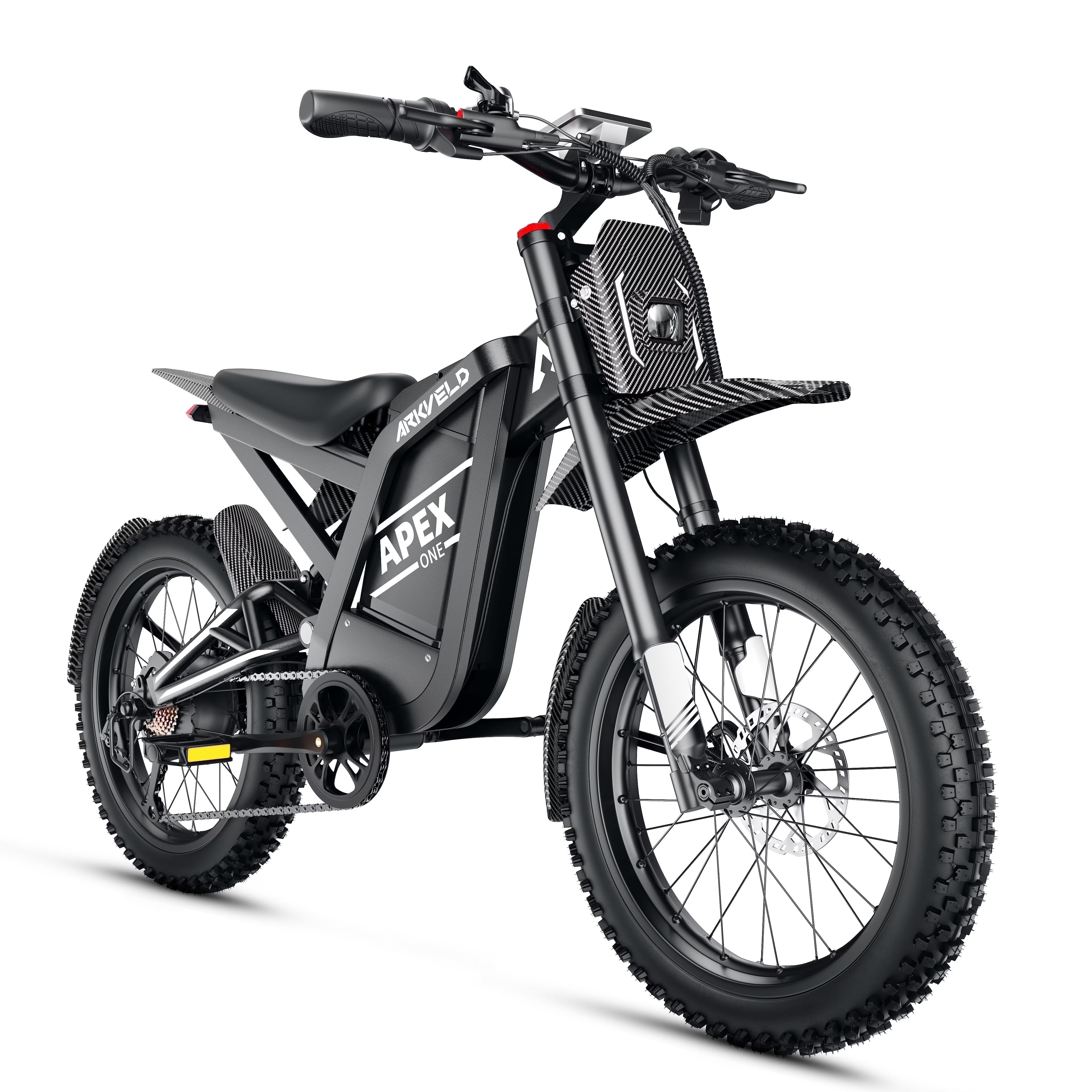 Peak 3000W Electric Motorcycle, 40 MPH, 80 Mile Range, 25" Fat Tire, 7-Speed E-Bike (White)