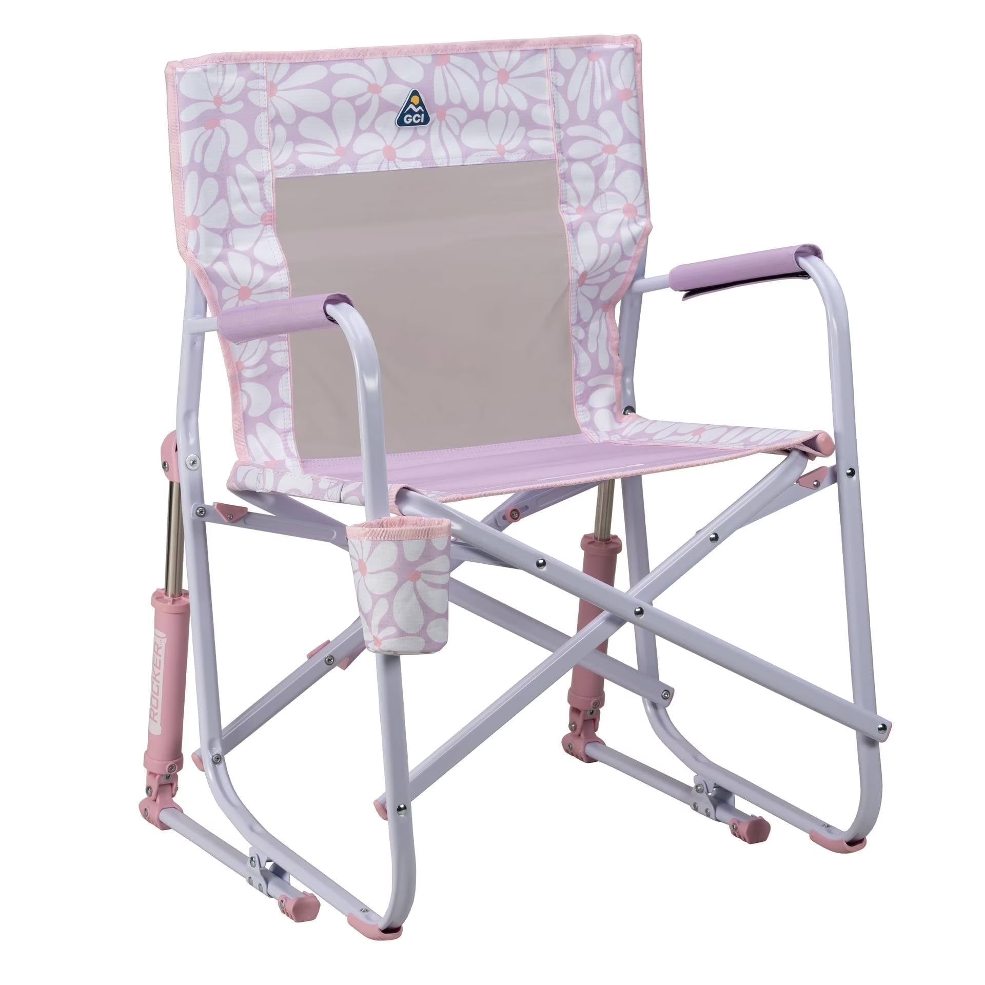 Foldable Rocking Camp Chair, Purple Floral