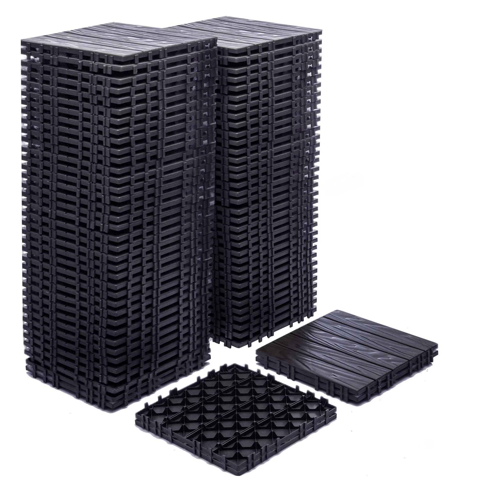 76-Pack Interlocking Deck Tiles, 68.8 Sq.Ft Outdoor Plastic Flooring, Durable & Waterproof for All-Weather Use