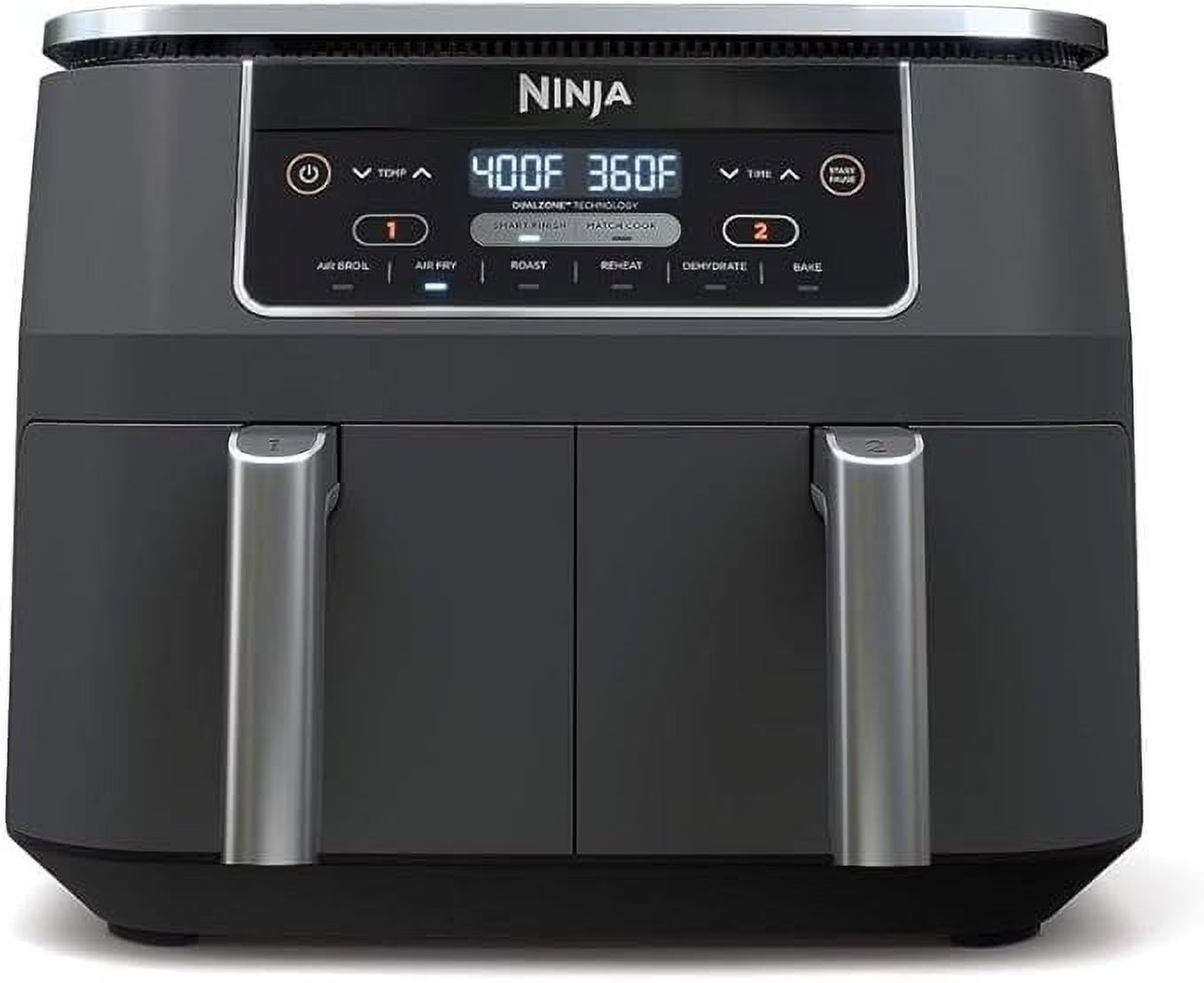 8 Qt 6-in-1 DualZone 2-Basket Air Fryer w/ 2 Independent Frying Baskets, Match Cook & Smart Finish for Roast, Broil, Dehydrate & More, Quick Easy