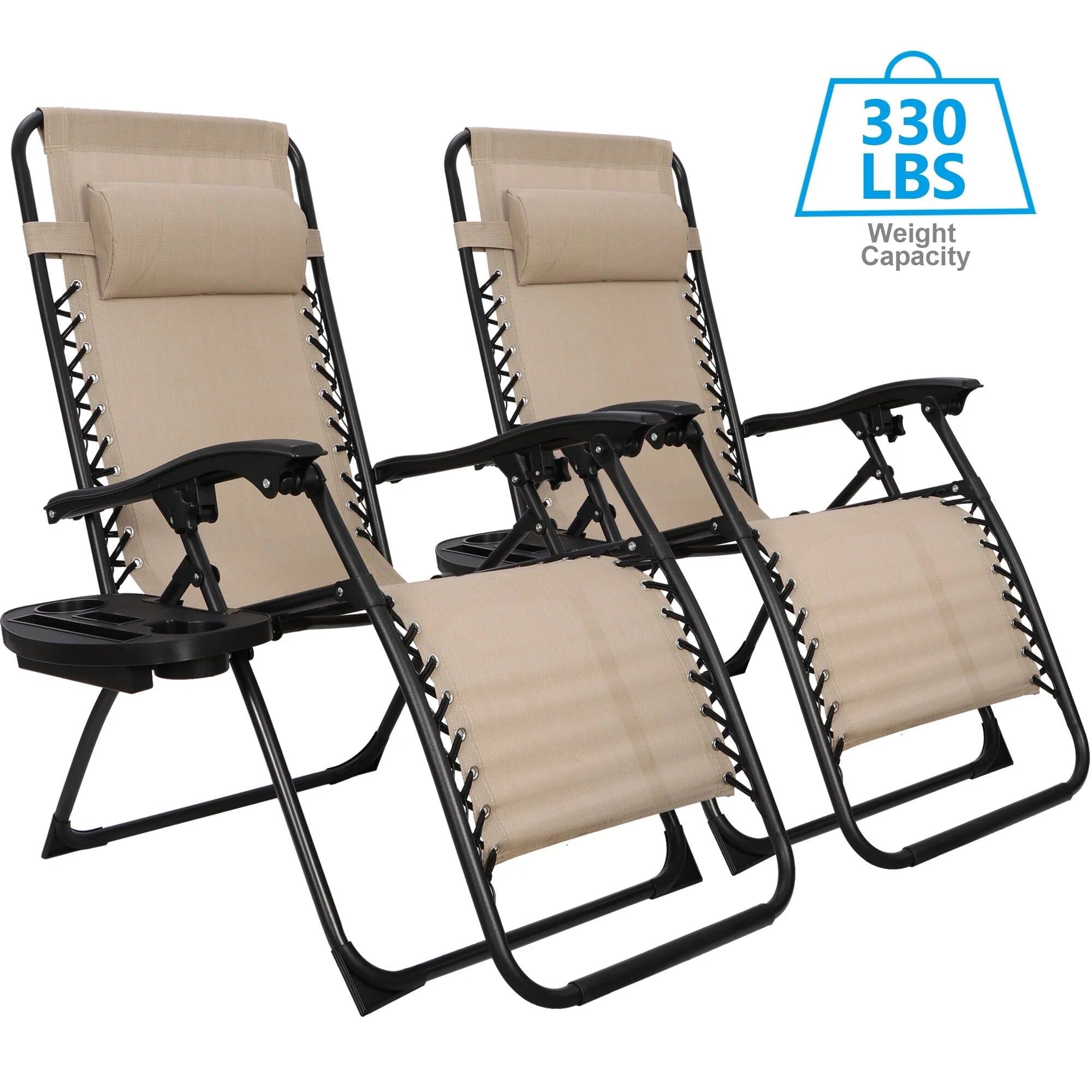 2-Pack Steel Zero-Gravity Chair, Beige