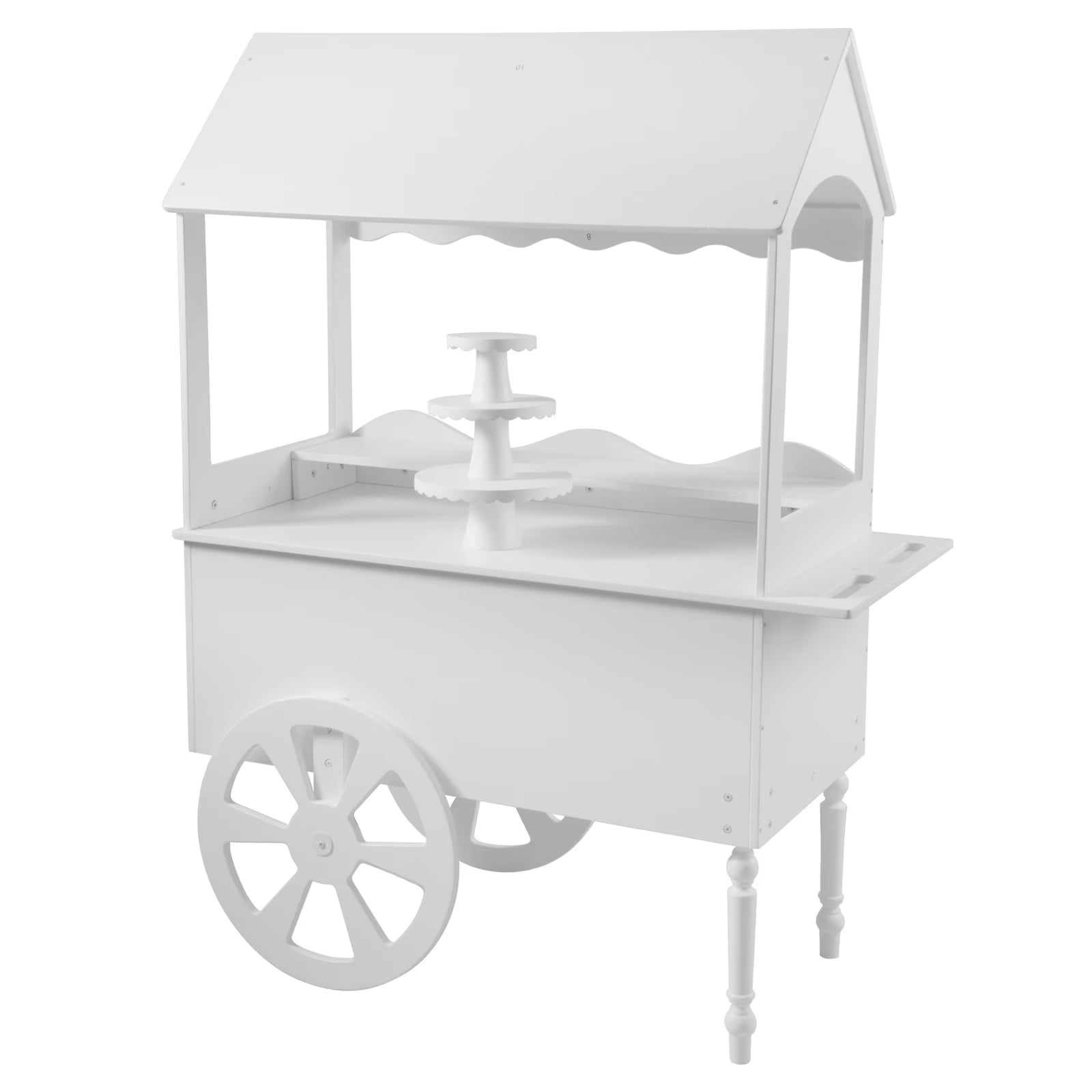 Vintage Wood Candy Cart Display Stand on Wheels w/ Easy Assembly for Parties, Birthdays, Weddings & Desserts