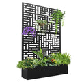 71" Metal Planter Box w/ Trellis for Climbing Plants, Outdoor Raised Garden Bed w/ Drainage Holes, Black