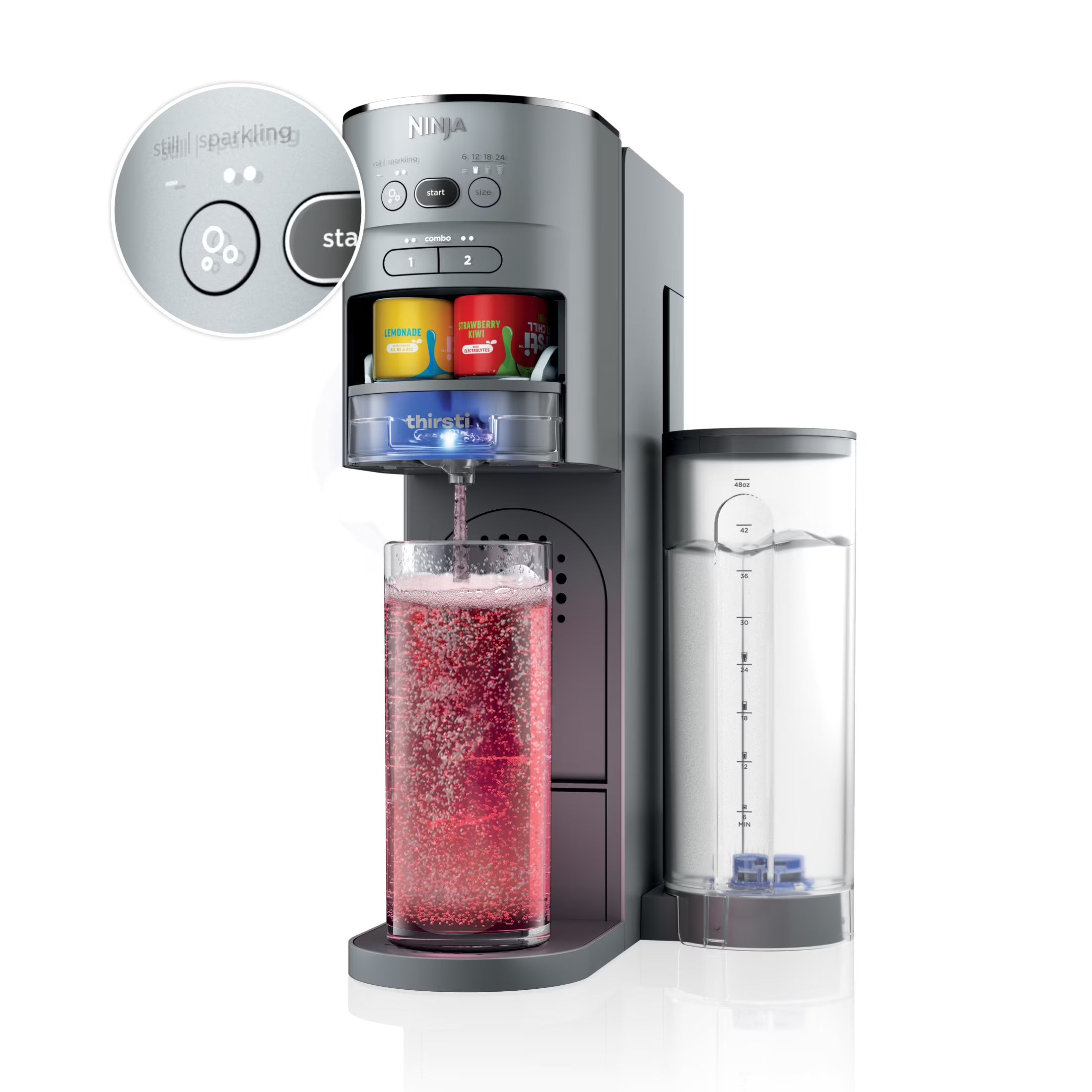 Still & Sparkling Custom Drink Kit w/ CO2 Canister, Flavors & 48 oz Reservoir