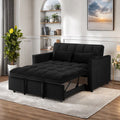 3-in-1 Convertible Sleeper Sofa w/ Pull Out Bed, Adjustable Backrest & Pillows for Living Room, Black