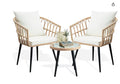 3-piece Patio Bistro Set: Outdoor Wicker Balcony Furniture w/ Rattan Table & 2 Chairs for Porch Backyard Lawn Poolside Deck, Beige