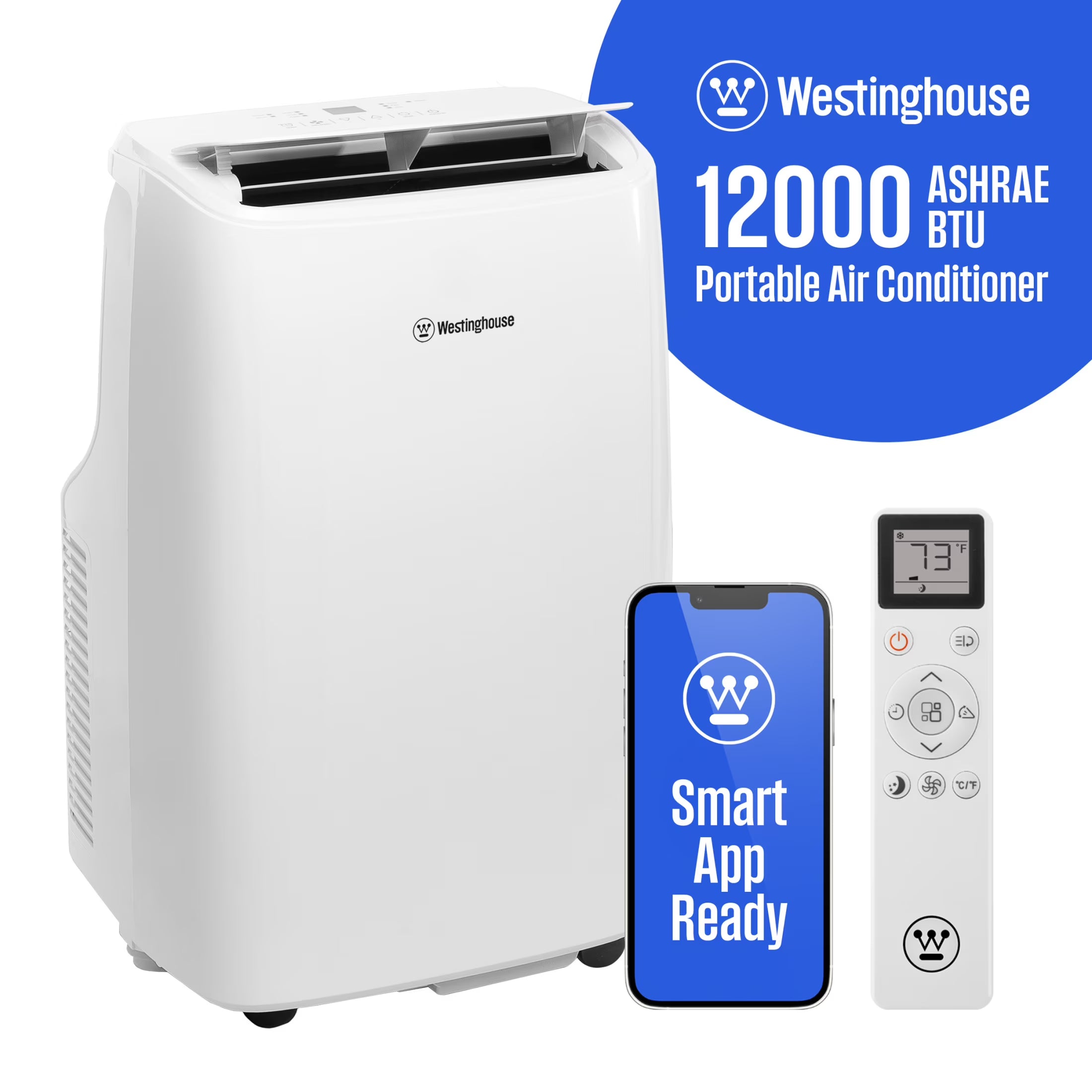 12,000 BTU Portable AC & Dehumidifier w/ Remote & Smart App, up to 550 Sq Ft