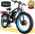 60V 25AH 5000W Peak Dual-Motor Ebike, 50MPH, 26x4.0" Fat Tire, AWD 21-Speed Mountain Bike for All-Road, UL 2849